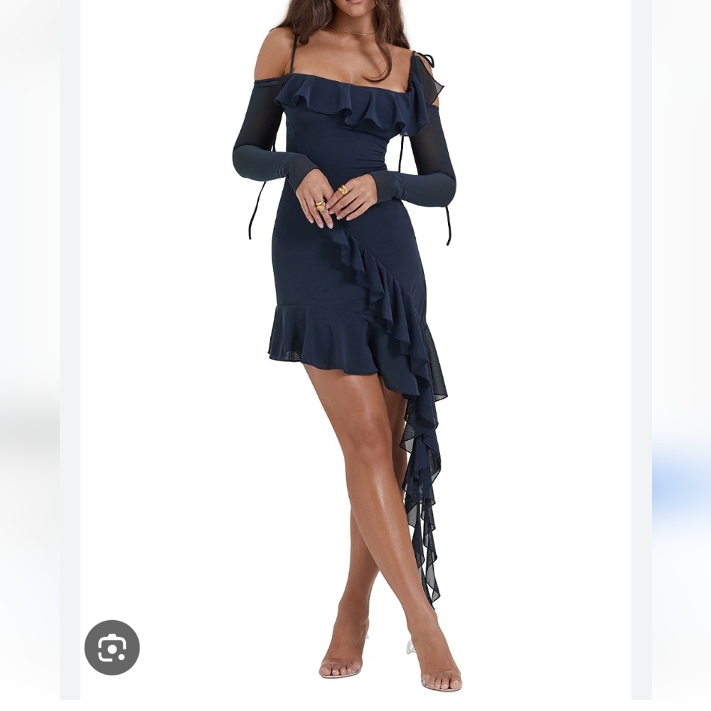 Kiki Navy Blue Ruffle Dress